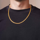 Men's Vermeil Miami Cuban Chain worn by a man, showcasing the luxurious 18k gold vermeil finish.