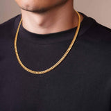 Men's Vermeil Miami Cuban Chain displayed on a model, showcasing its luxurious 18k gold vermeil finish.