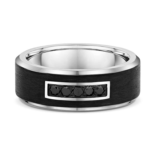 Carbon Fiber Men's Black Diamond Wedding Band 668B00