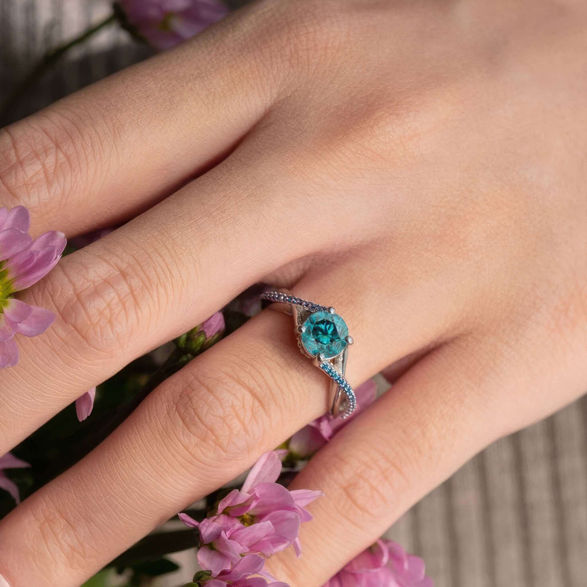 Barkev's Twisted Blue Diamond Engagement Ring. SKU: BD-8077LBD