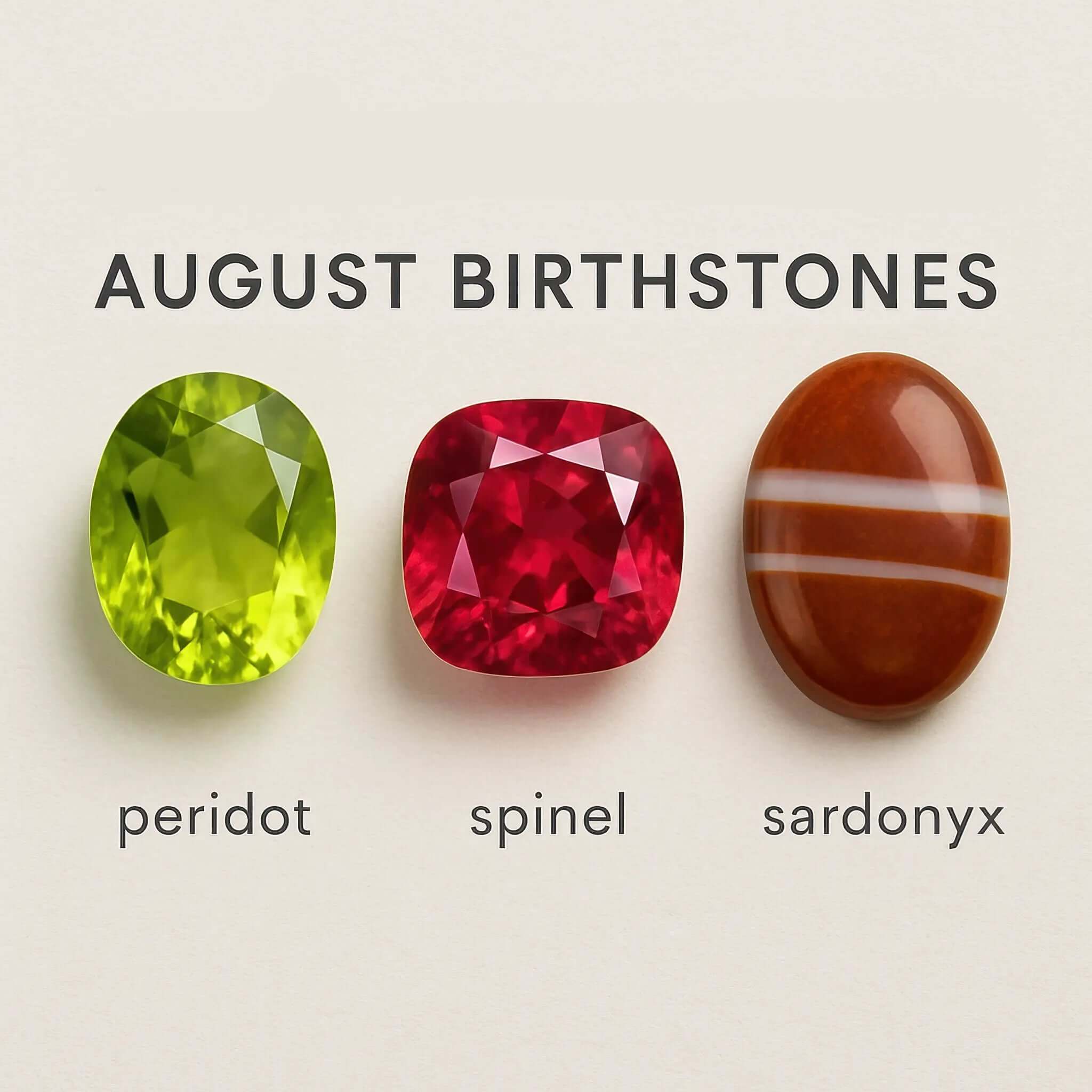 August Birthstone Guide: Peridot, Spinel & Sardonyx