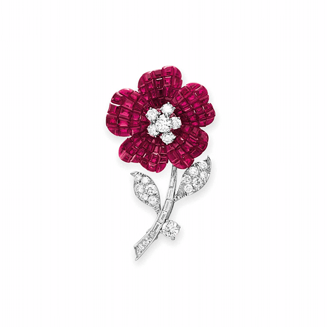 Ruby and Diamond Brooch Image Via Christie's
