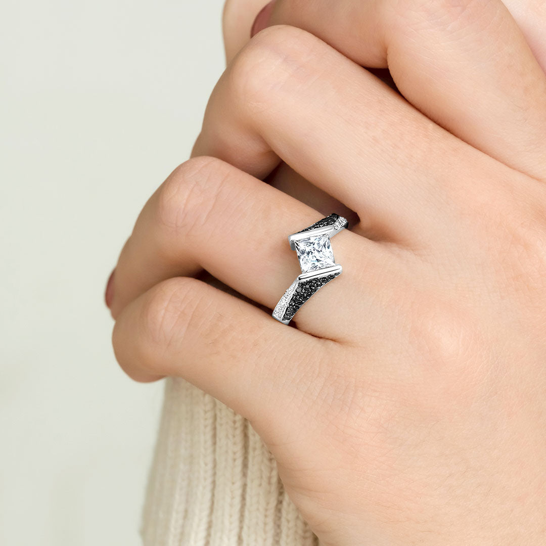 Barkev's Pave Princess Cut Black Diamond Accent Ring SKU# 7872lbk