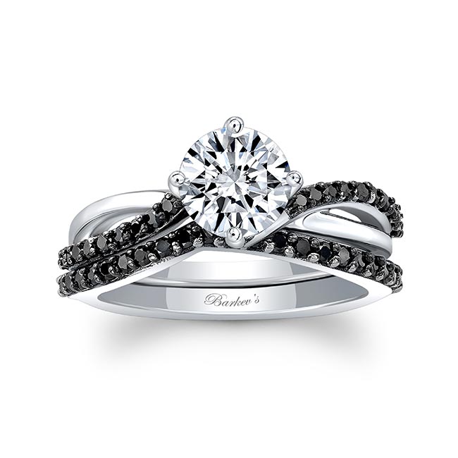 Barkev's Black Diamond Twist Moissanite Bridal Set MOI-8077SBK