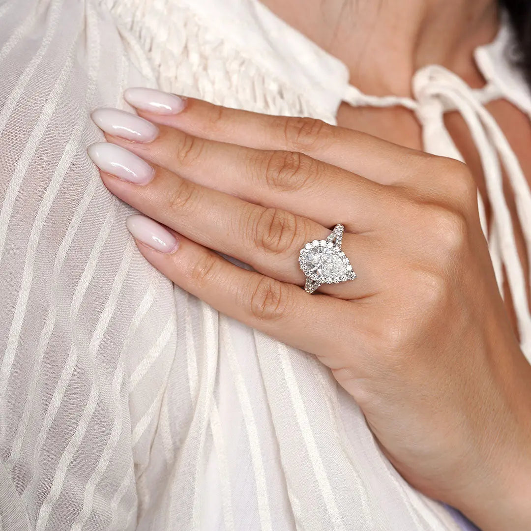 Barkev's 3 Carat Halo Pear Shape Diamond Ring SKU# 8364l
