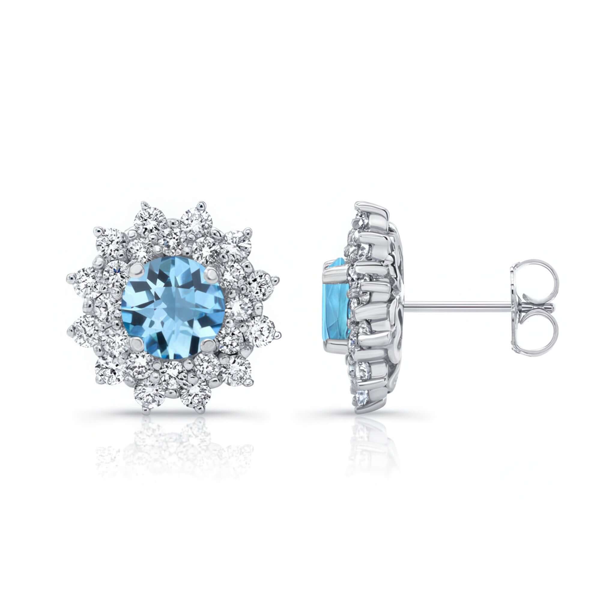Barkev's 1.00ct. Double Halo Aquamarine Studs AQ-8050E