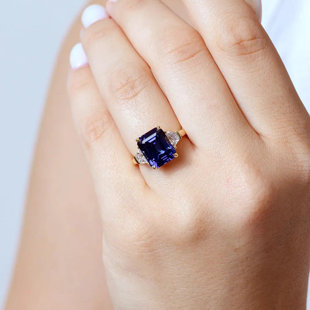 Barkev's Emerald Cut 5 Carat Blue Sapphire Ring SKU# bsc-8323l-em