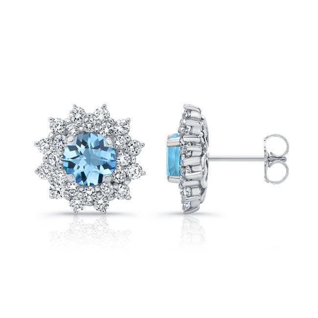 Barkev's 1.00ct. Double Halo Aquamarine Studs AQ-8050E