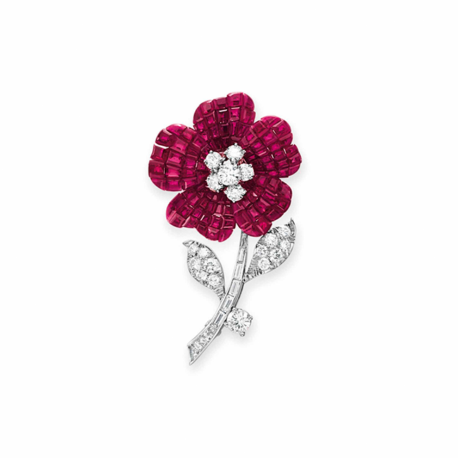 Ruby and Diamond Brooch Image Via Christie's