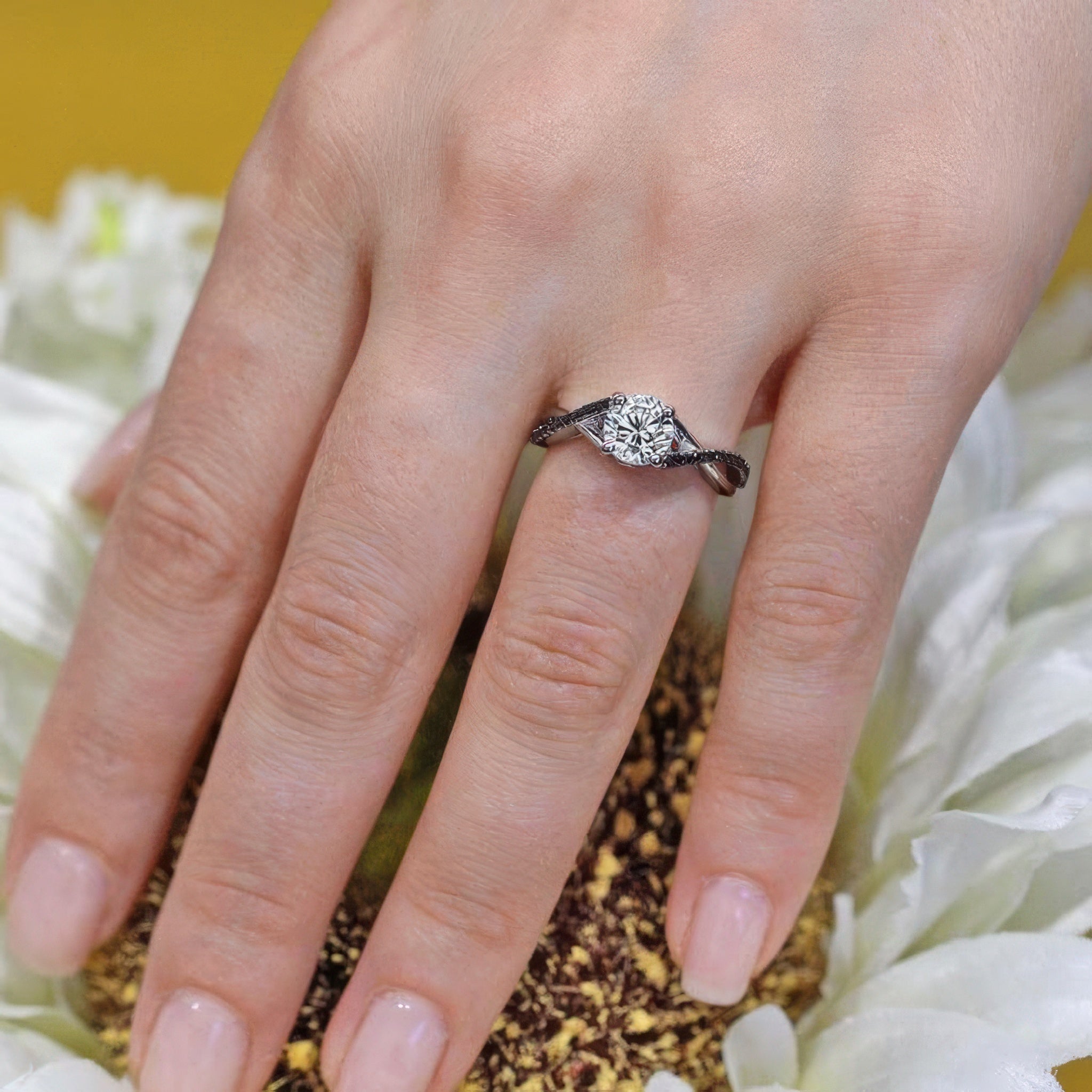 Black And White Diamond Engagement Rings