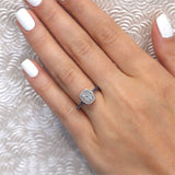 1 Carat Cushion Diamond Halo Engagement Ring With Blue Sapphires
