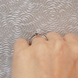 1 Carat Cushion Diamond Halo Engagement Ring With Blue Sapphires