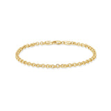 Vermeil Gold Rolo Bracelet featuring interlocking circular links and a luxurious gold finish.