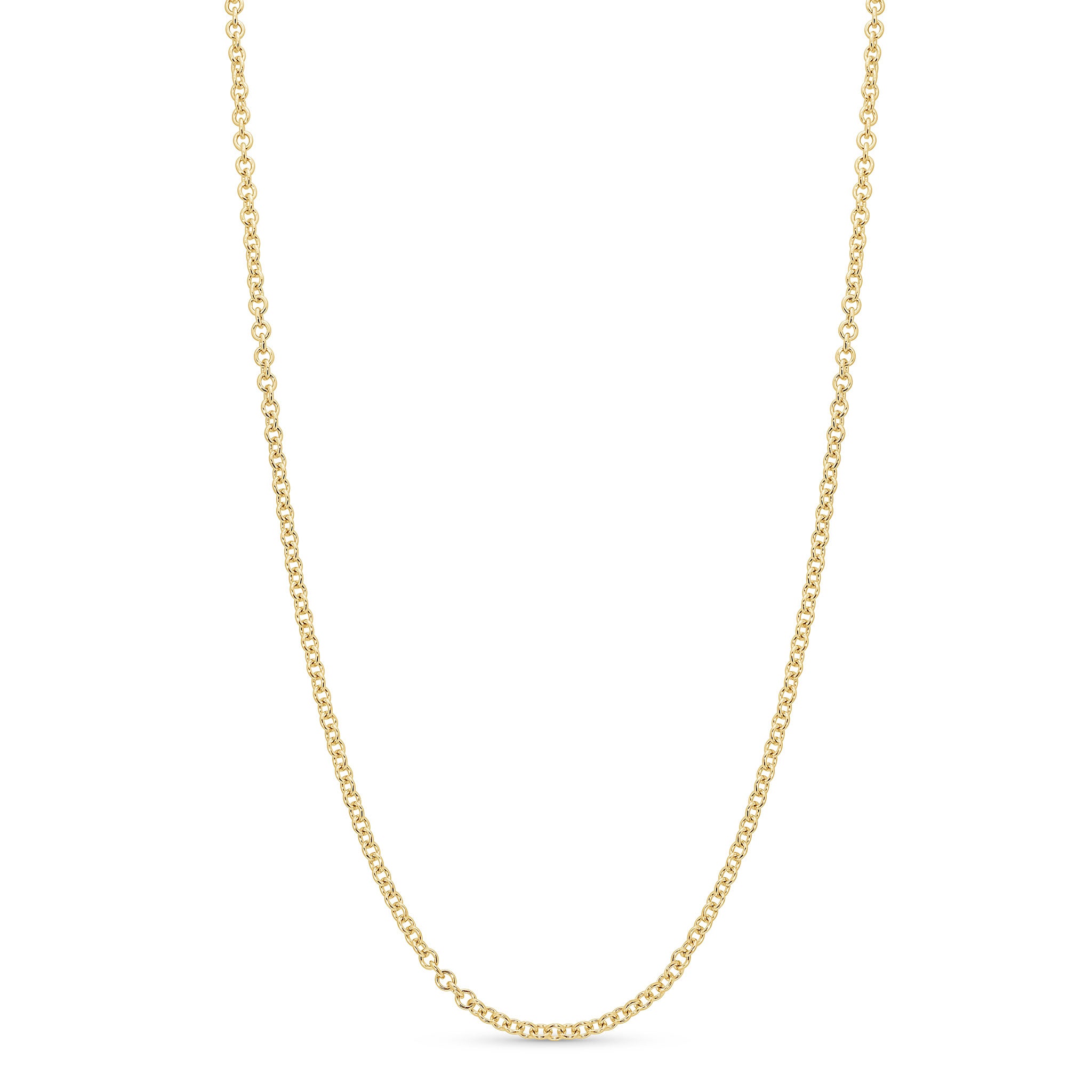 Vermeil Gold Rolo Chain, crafted with lustrous gold plating over sterling silver, perfect for any occasion.