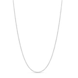 Silver Rolo Chain featuring smooth, polished sterling silver links, ideal for pendants or as a standalone piece.