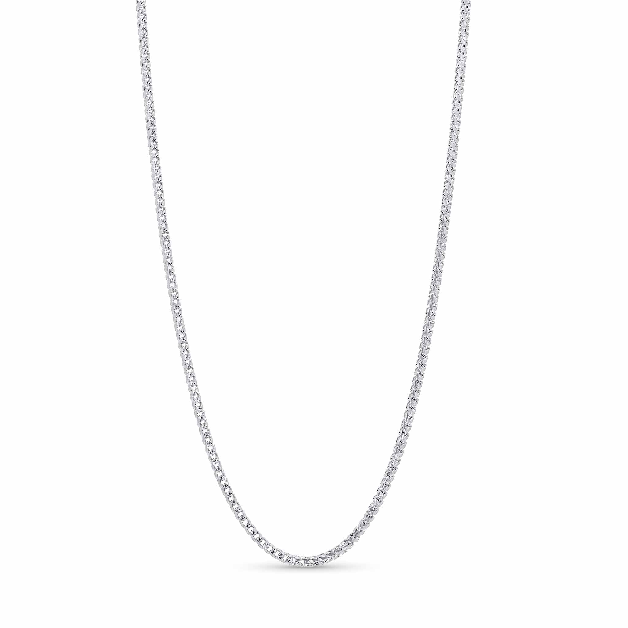 Diamond Cut Franco Silver Chain displaying its sparkling diamond-cut faceting and quality silver craftsmanship.