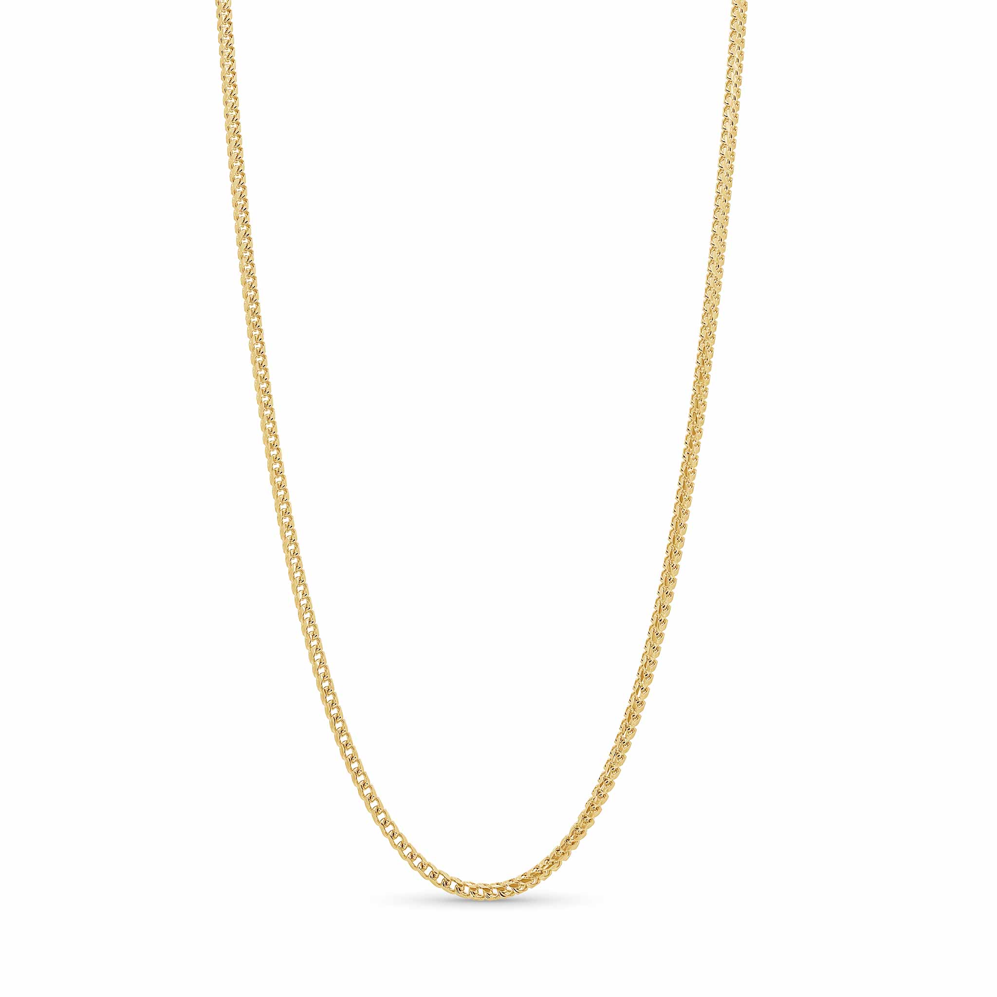 Diamond Cut Franco Vermeil Gold Chain showcasing intricate diamond-cut detailing and a luxurious shine.