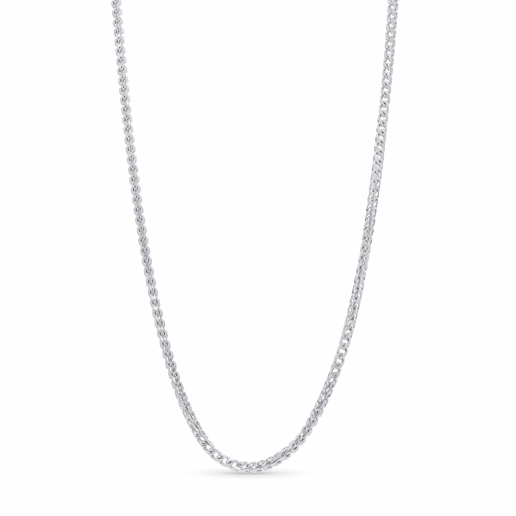Diamond Cut Franco Silver Chain showcasing exquisite diamond-cut faceting for dynamic sparkle.