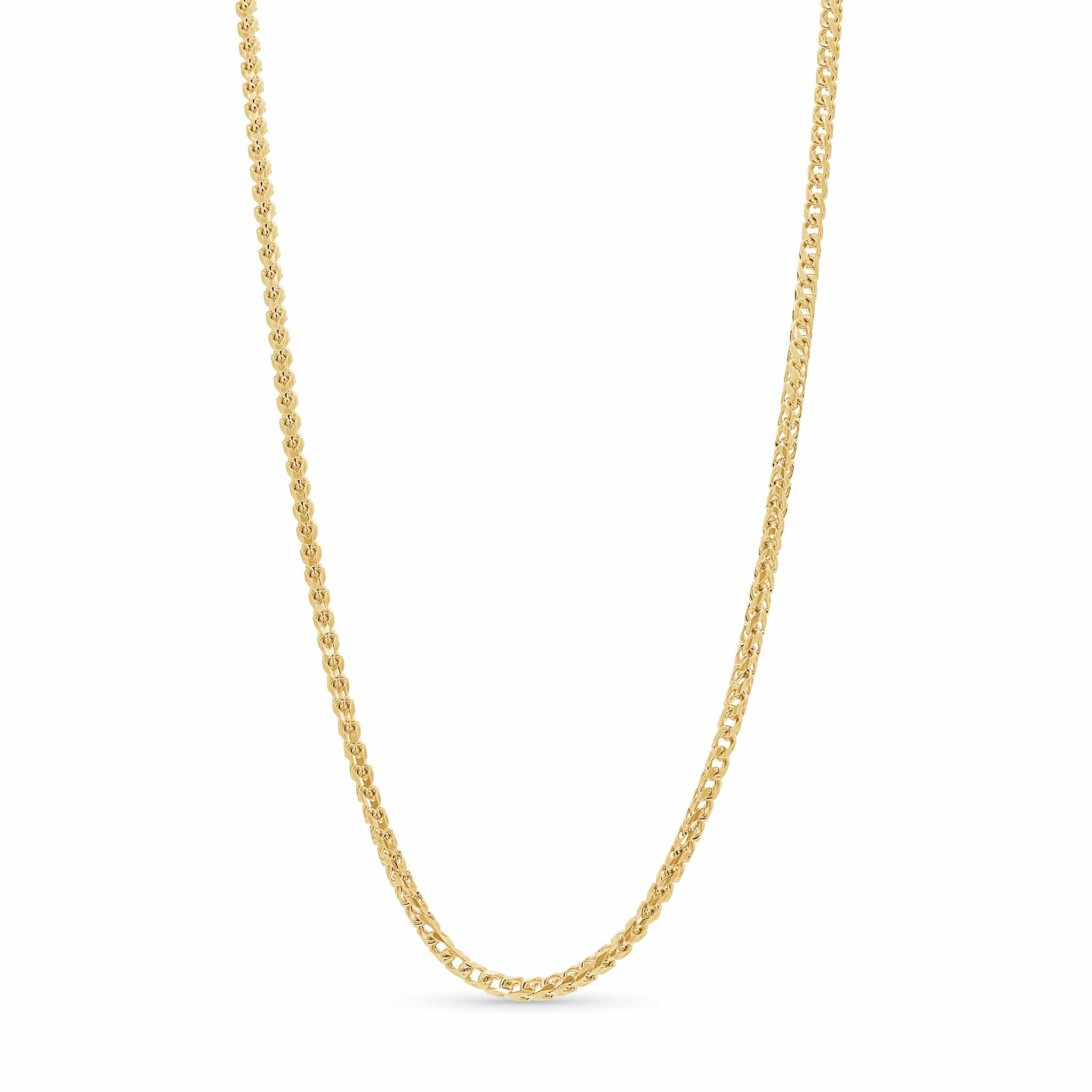Diamond Cut Franco Vermeil Gold Chain showcasing intricate diamond-cut detailing and elegant shine.