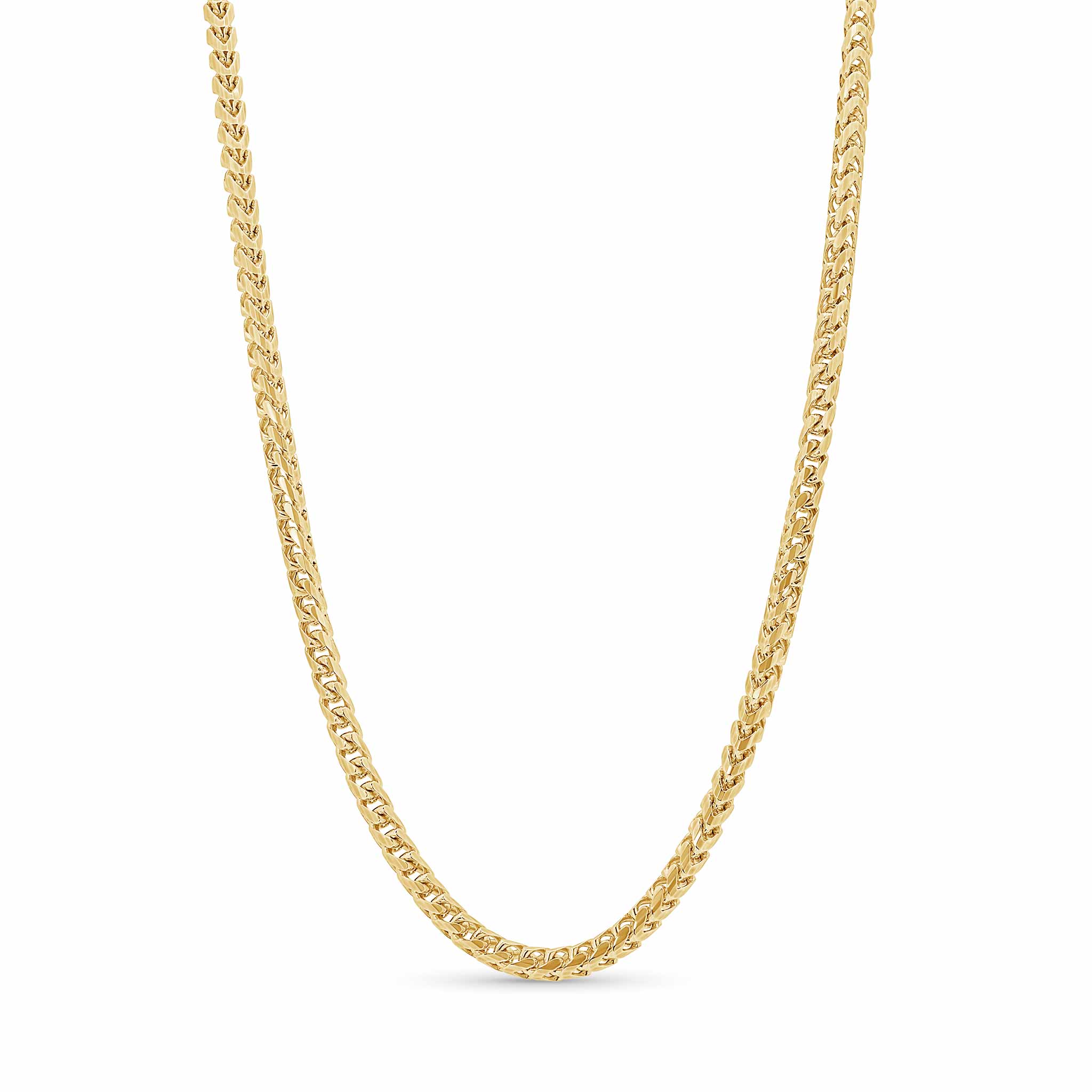Diamond Cut Franco Vermeil Gold Chain showcasing intricate design and luxurious sparkle.