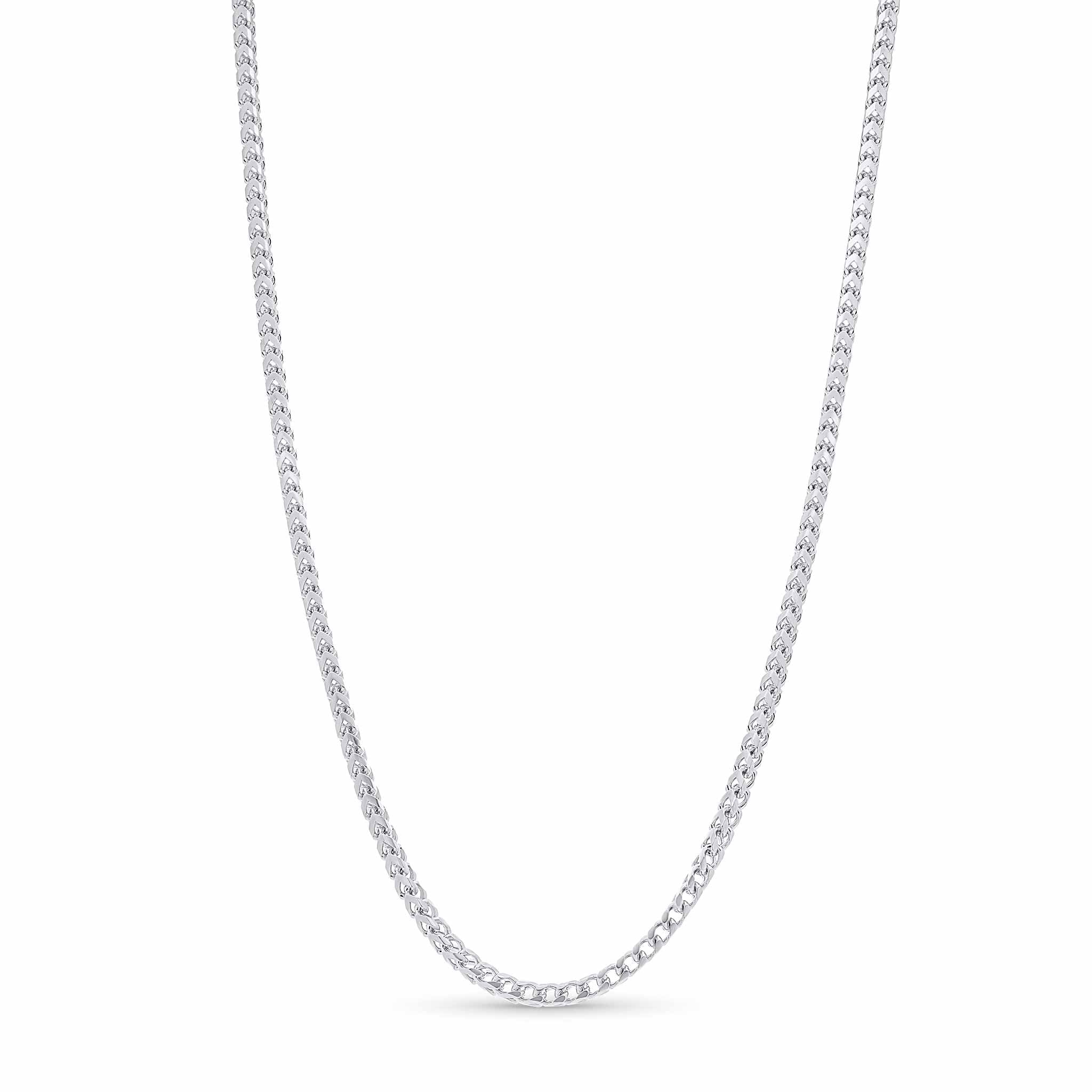 Men's Franco Silver Chain displayed on a white background, showcasing its elegant interlocking links and polished finish.