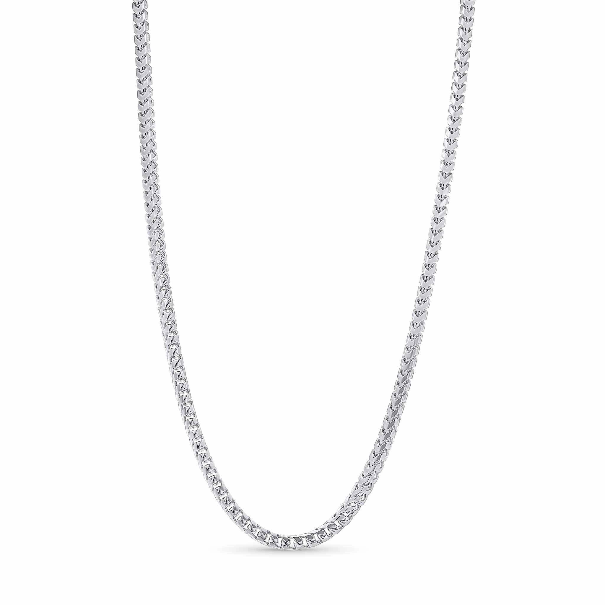 Men's Franco Silver Chain featuring interlocking square links and a polished sterling silver finish.