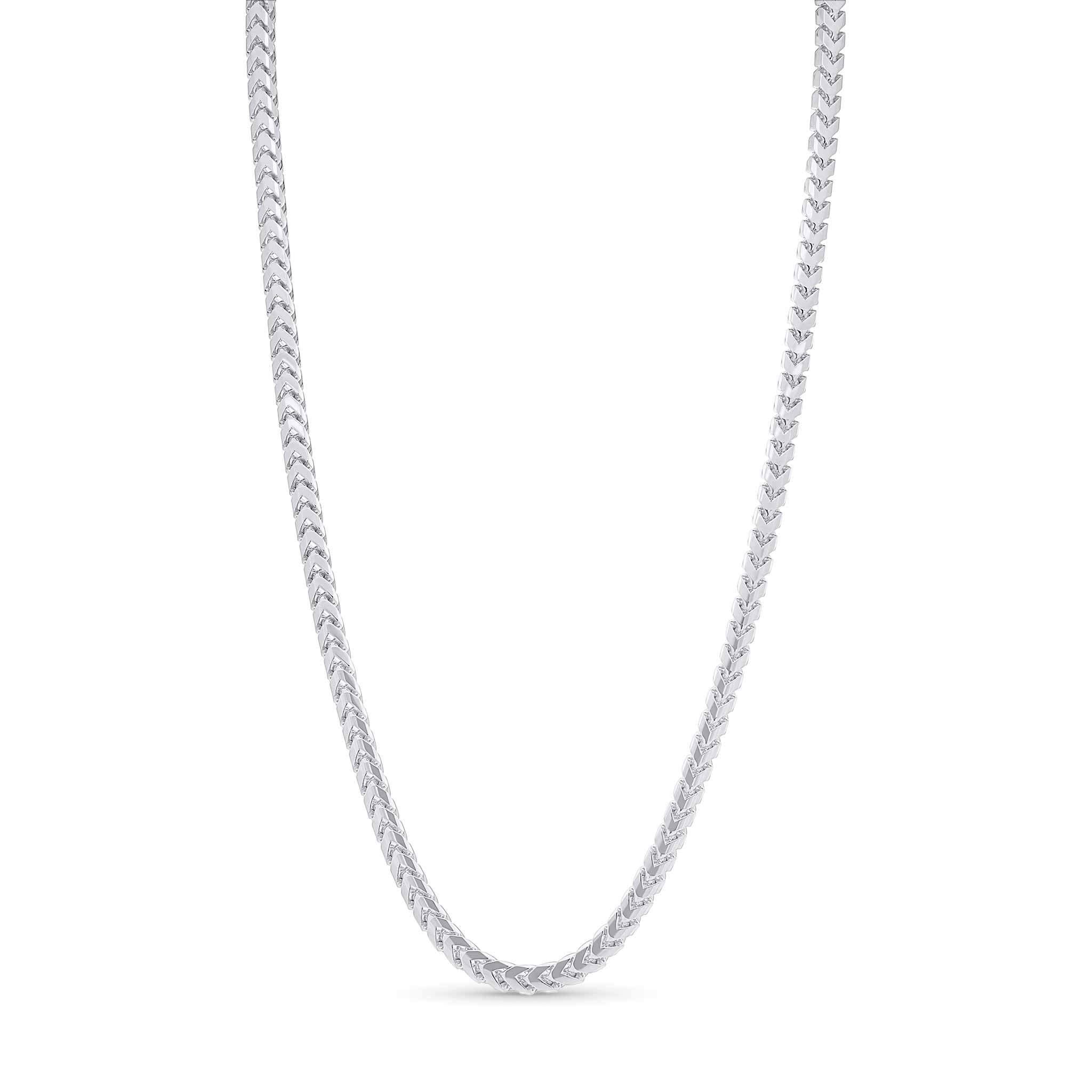 Men's Franco Silver Chain featuring interlocking square links and a polished finish for a sophisticated look.