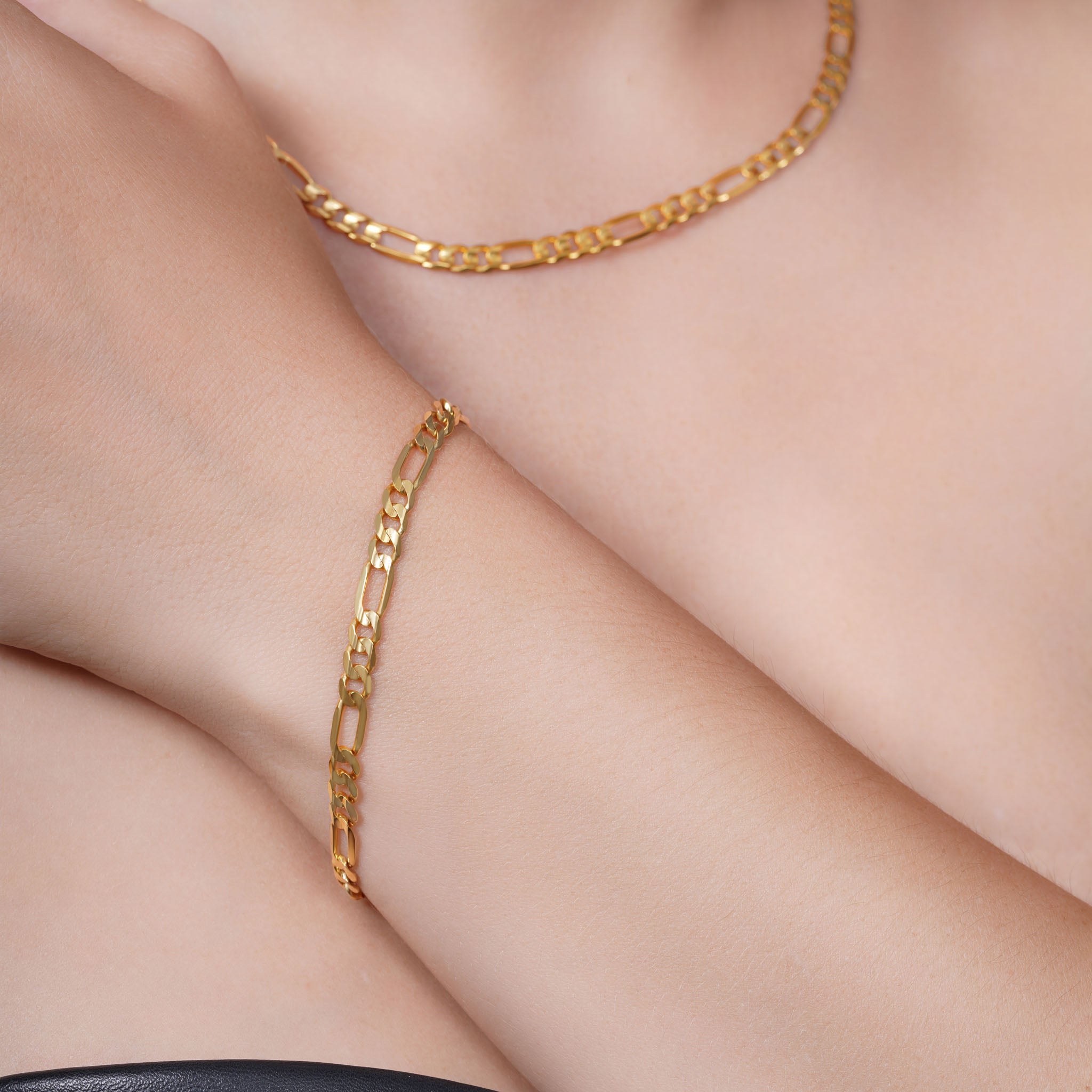Figaro Vermeil Gold Bracelet