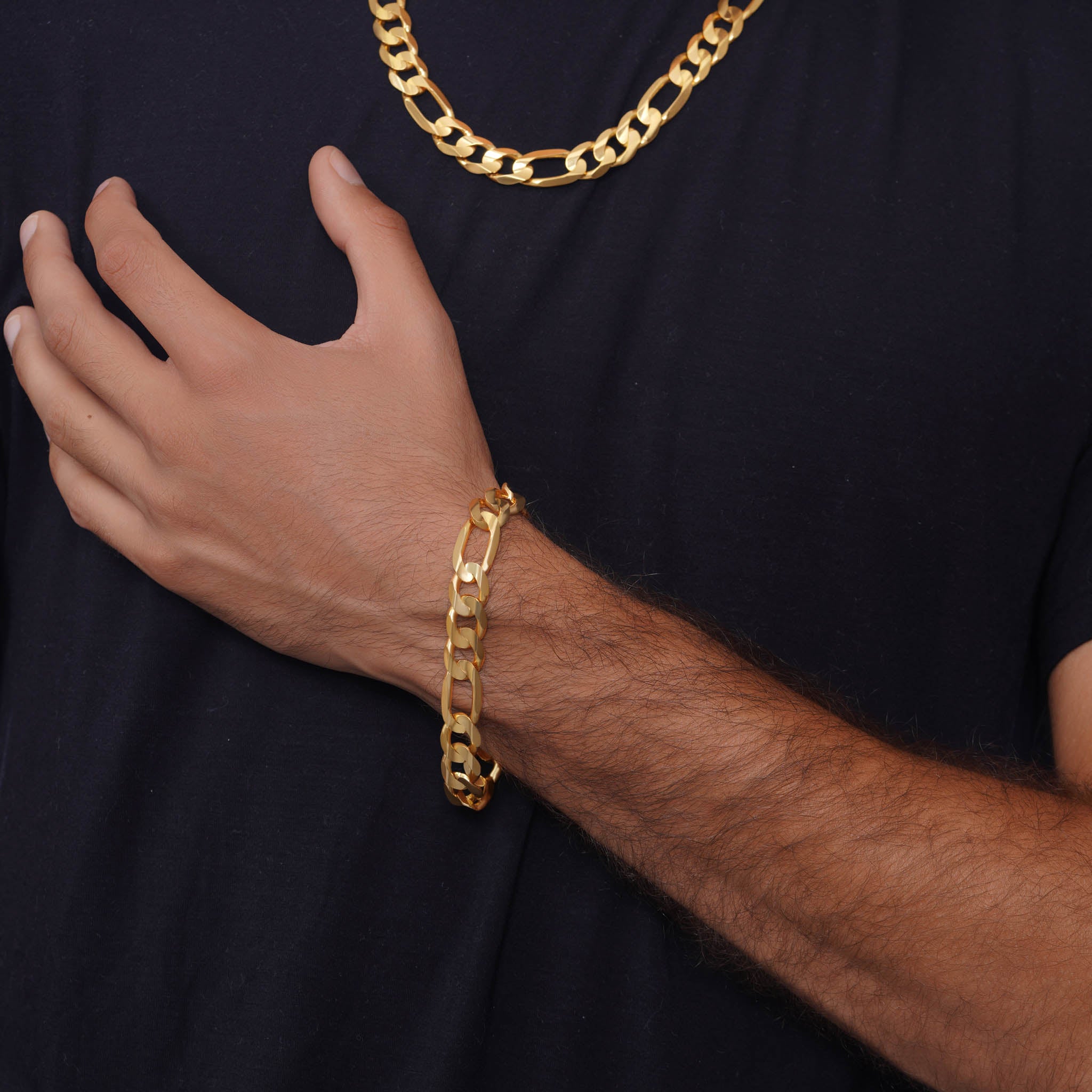 Men's Figaro Vermeil Gold Bracelet