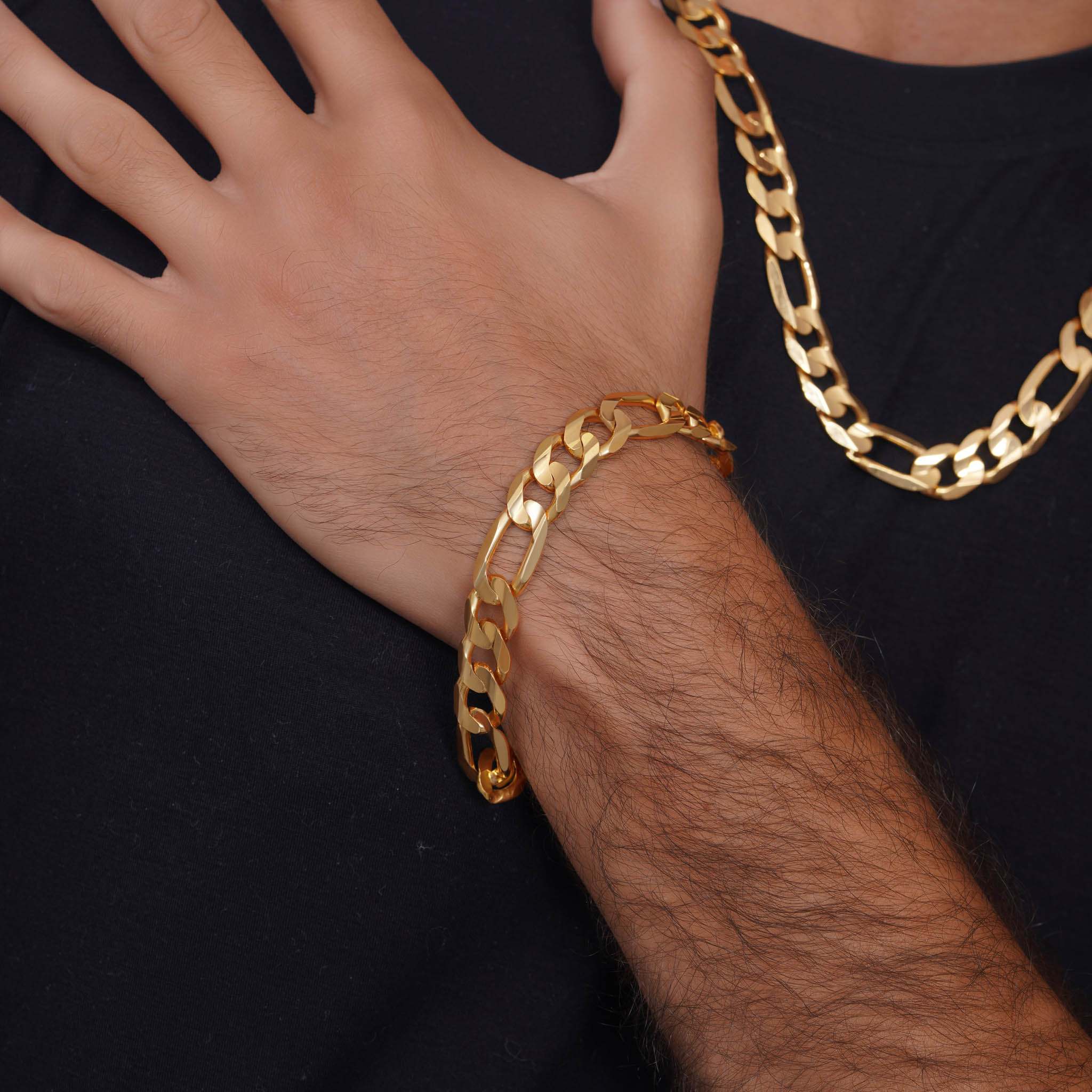 Men's Figaro Vermeil Gold Bracelet