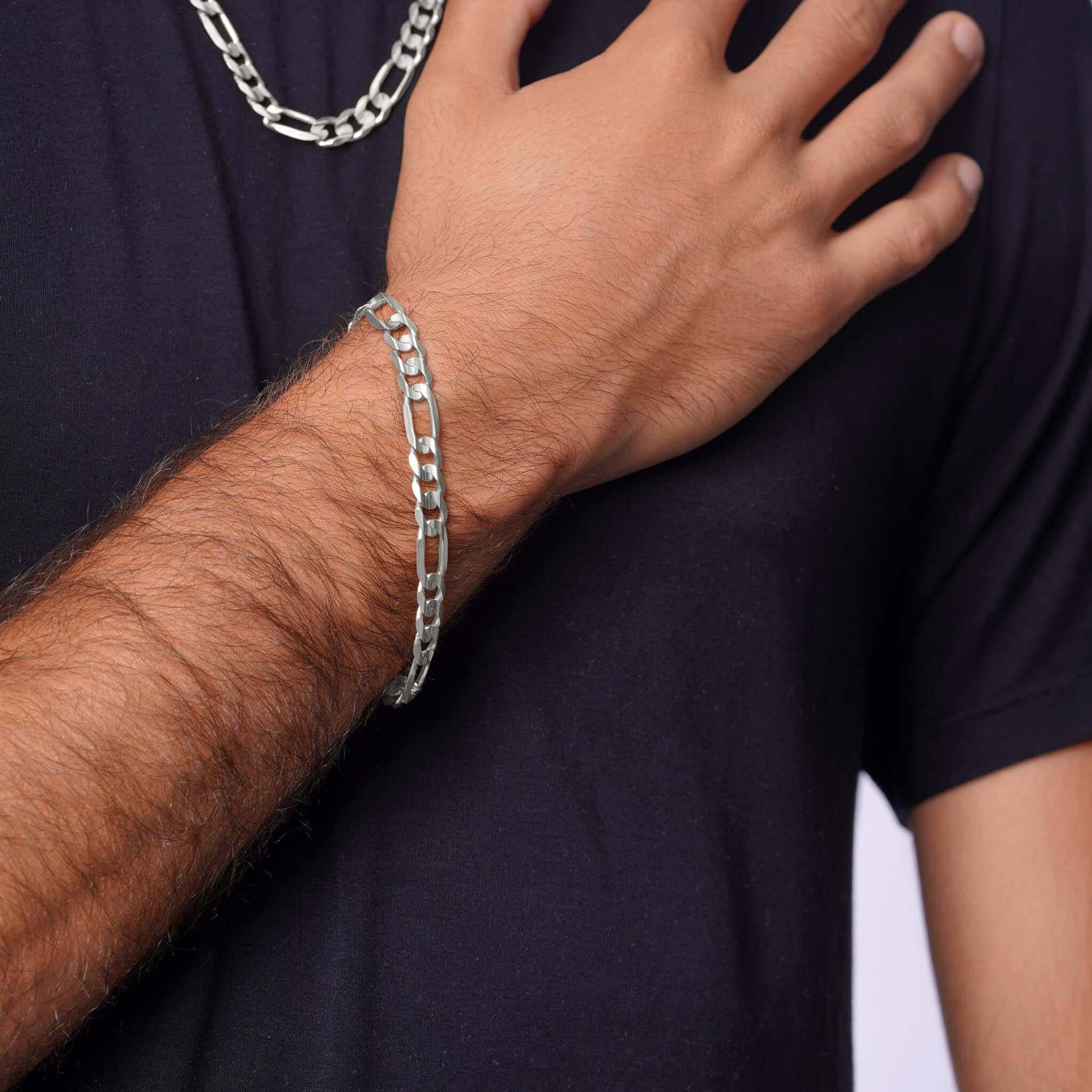 I'M OK for RHC Silver Figaro Bracelet（L） Men's Figaro Silver Bracelet – Barkev's
