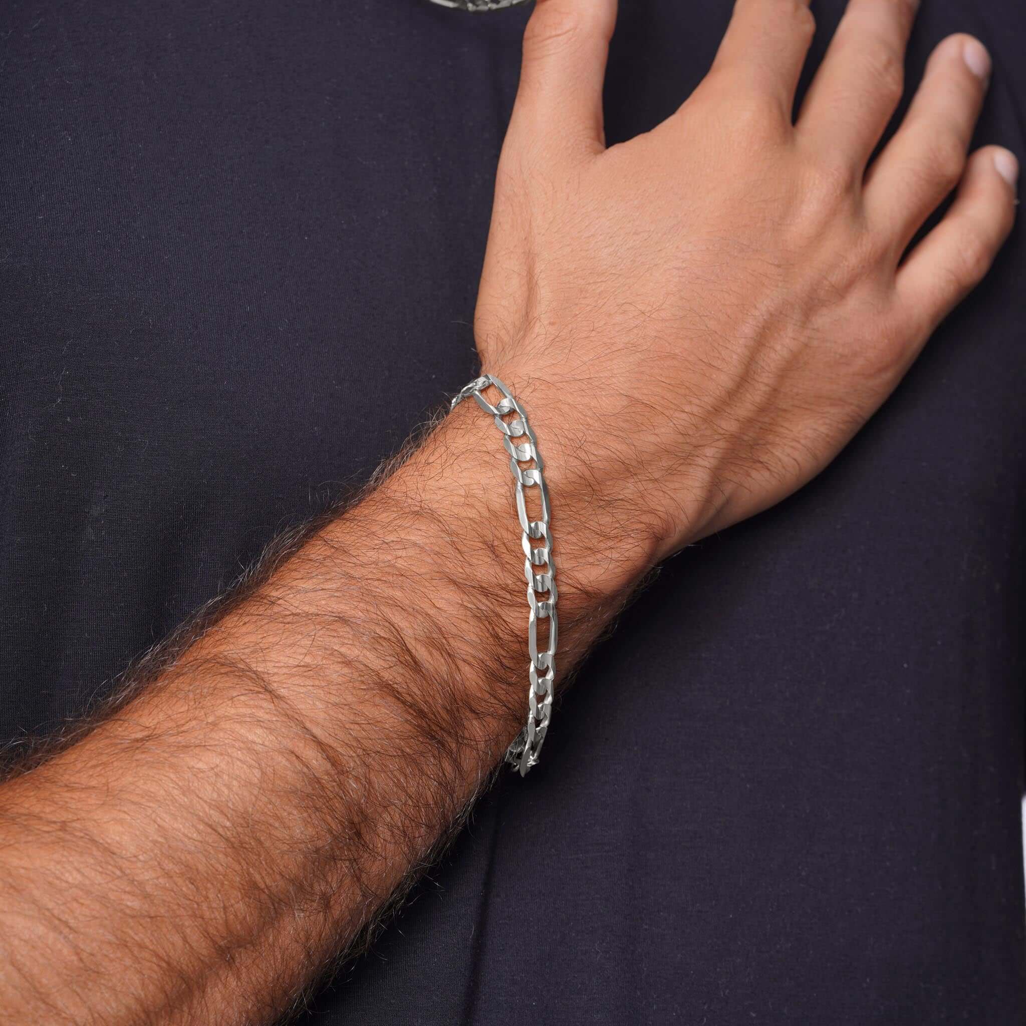 I'M OK for RHC Silver Figaro Bracelet（L） Men's Figaro Silver Bracelet – Barkev's
