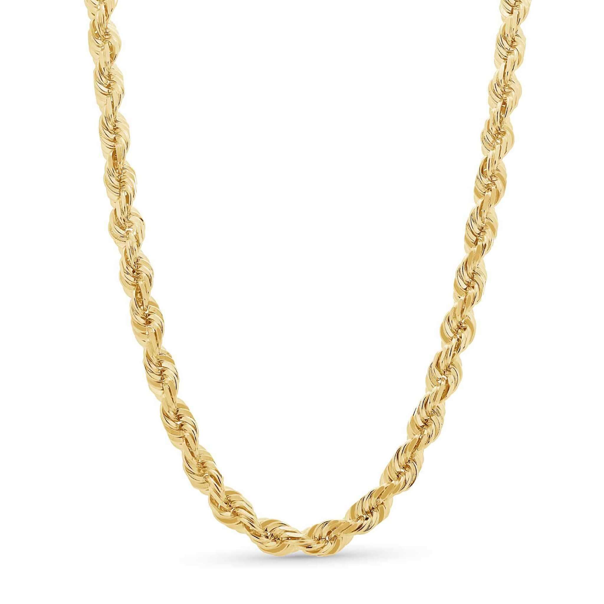 10mm Gold rope chain necklace on a white background