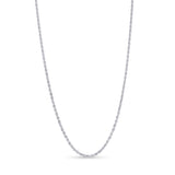 Sterling Silver Rope Chain Necklace showcasing tightly twisted links with a polished, light-catching finish.