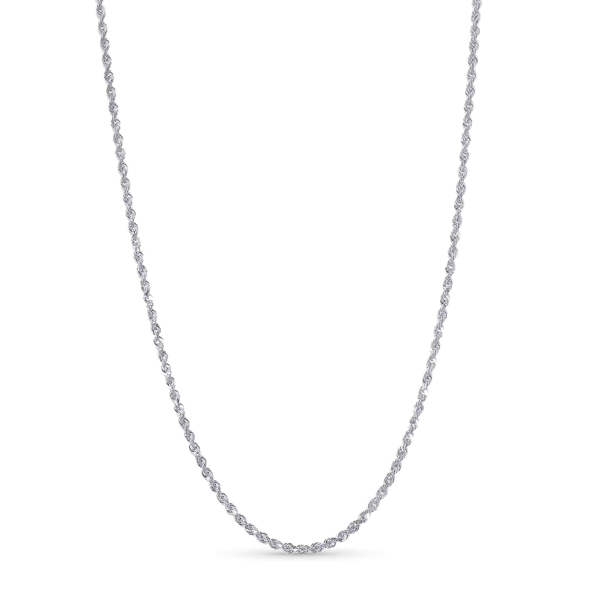 Sterling Silver Rope Chain Necklace showcasing its textured and shiny design, perfect for everyday wear.