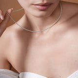 Sterling Silver Rope Chain Necklace worn elegantly, showcasing its textured shine and polished finish.