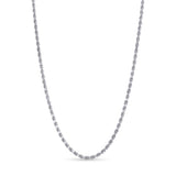 Sterling Silver Rope Chain Necklace showcasing tightly twisted links for a polished, dimensional finish.