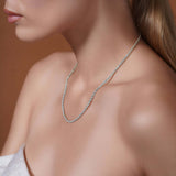 Model wearing a Sterling Silver Rope Chain Necklace, showcasing its polished texture and shine.
