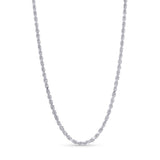 Sterling Silver Rope Chain Necklace featuring twisted links for a textured, shiny finish.