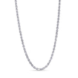 Sterling Silver Rope Chain Necklace showcasing a polished texture with tightly twisted links for everyday wear.