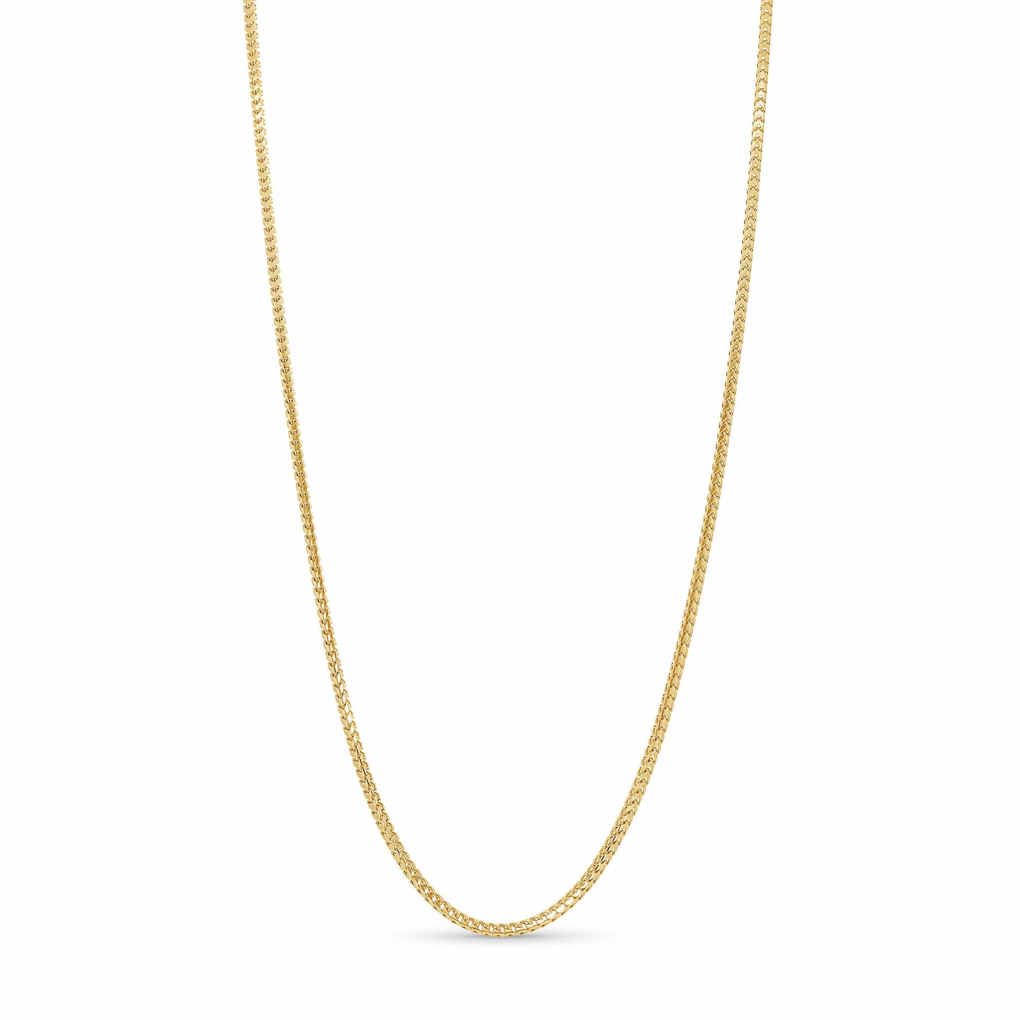 18K Gold Vermeil Franco Chain showcasing elegant interlocking square links.