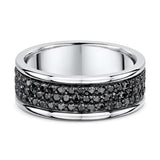 3 Row Black Diamond Wedding Band