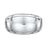 7mm Domed Beveled Edge Platinum Wedding Band