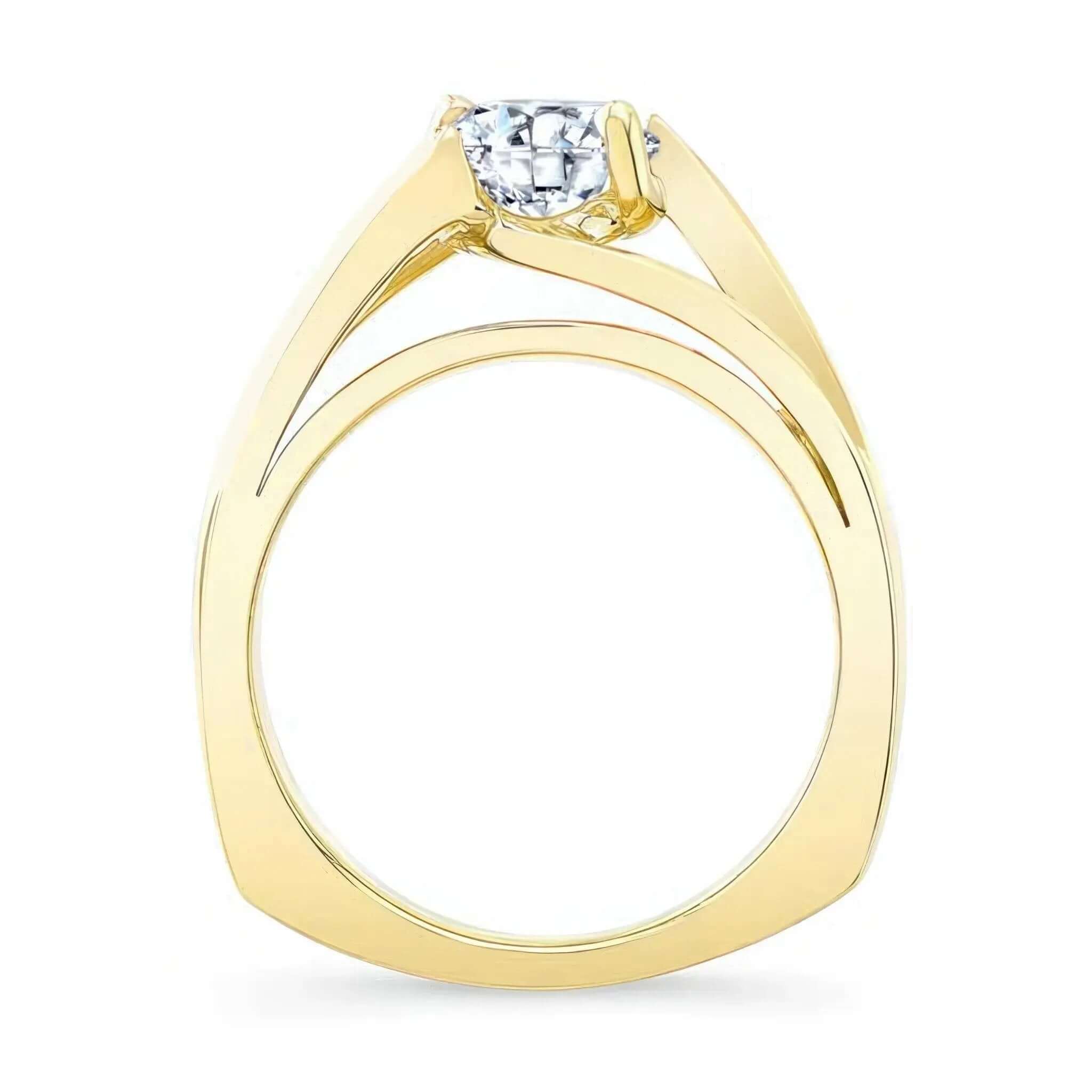 Wide Split Shank Moissanite Solitaire Ring