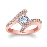 Sideways Princess Cut Lab Diamond Engagement Ring