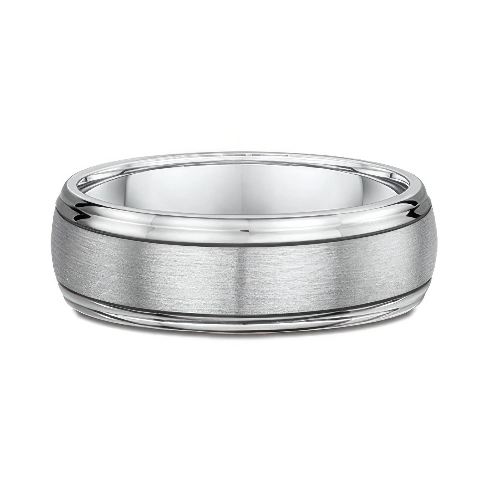 7mm Plain Brushed Center Gold Wedding Band