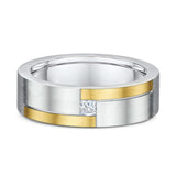 Unique Men's Two Tone Princess Cut Diamond Wedding Band