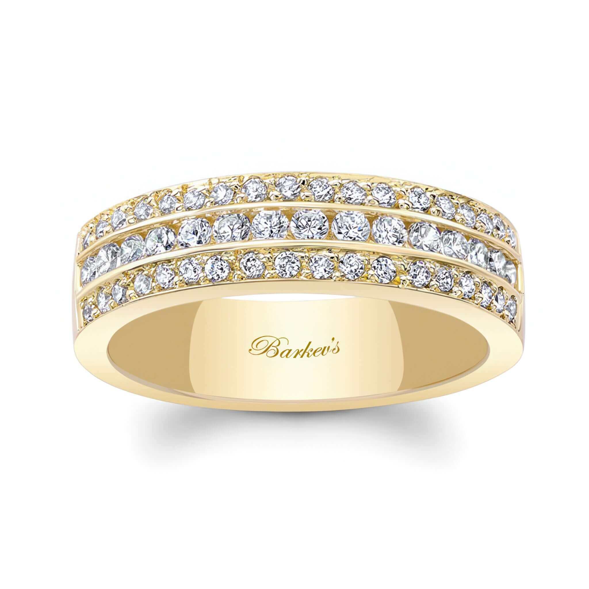 Mens Three Row Diamond Wedding Band