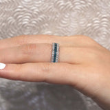 Three Row Blue And White Diamond Wedding Band