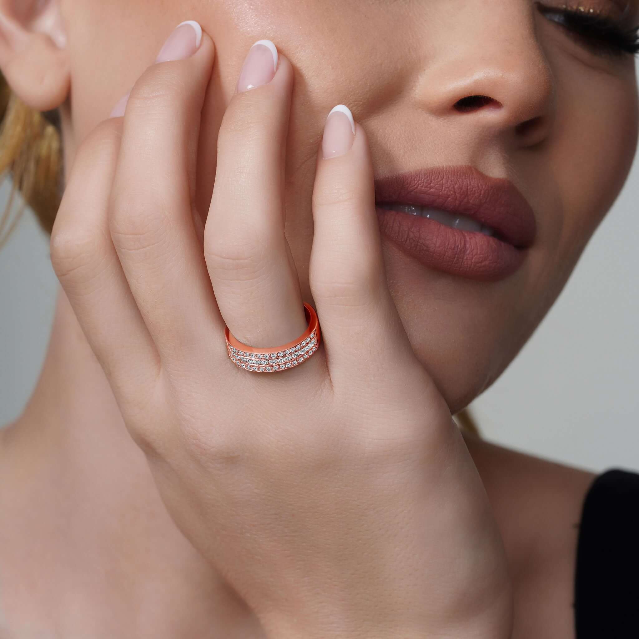 Three Row Diamond Wedding Band
